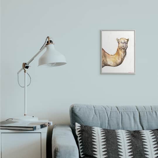 Stupell Industries Camel Side Portrait Desert Animal Tan White in Frame Wall Art